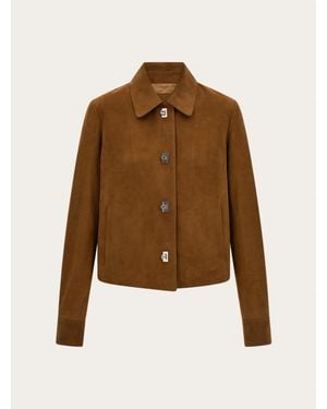 Ferragamo Boxy Nubuck Jacket - Brown