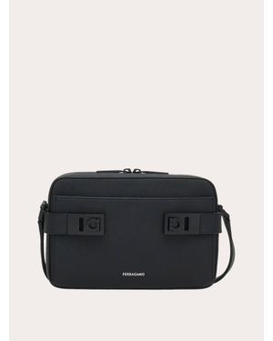 Ferragamo Shoulder Bag With Gancini Buckles - Black