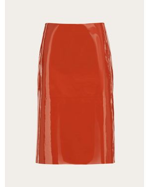Ferragamo Patent Leather Pencil Skirt - Red