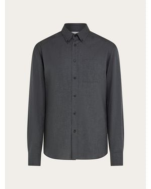 Ferragamo Hombre Camisa De Franela Gris