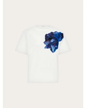 Ferragamo T-Shirt With Silk Inlay - Blue