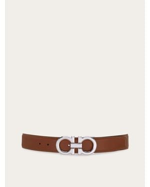 Ferragamo Reversible And Adjustable Gancini Belt - White