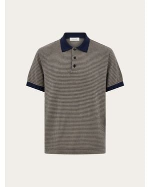 Ferragamo Short Sleeve Micro Check Polo - Grey