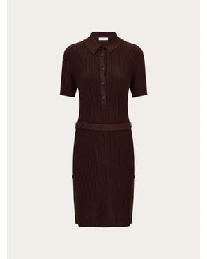 Ferragamo Knitted Polo Dress - Brown