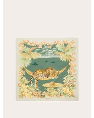 Ferragamo Jungle Print Silk Scarf - Yellow