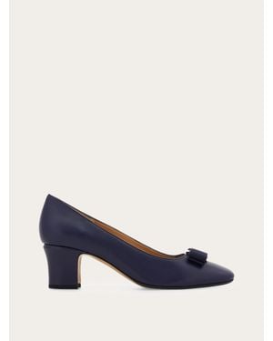 Ferragamo Vara Bow Block Heel Pump - Blue