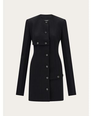 Ferragamo Wool Jacket With Button Detail - Black