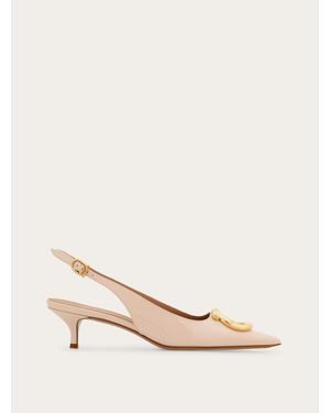 Ferragamo Maxi Gancini Slingback Pump .5 - Natural