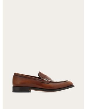 Ferragamo Penny Loafer With Gancini Ornament - Brown