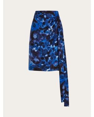 Ferragamo Carnation Print Knee Length Skirt - Blue