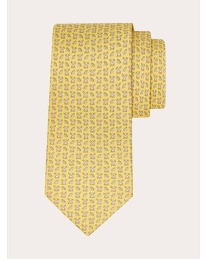 Ferragamo Fido Print Silk Tie - Yellow