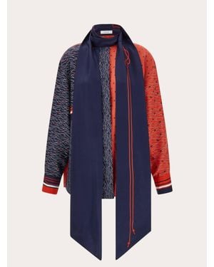 Ferragamo Mujer Camisa Con Pechera Azul