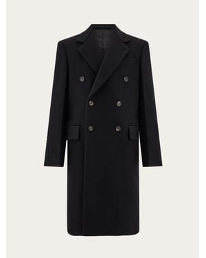 Ferragamo Herren Zweireihiger Mantel - Schwarz