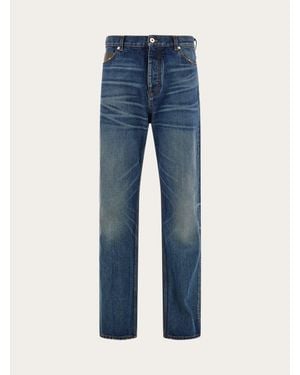 Ferragamo Five Pocket Vintage Wash Jeans - Blue