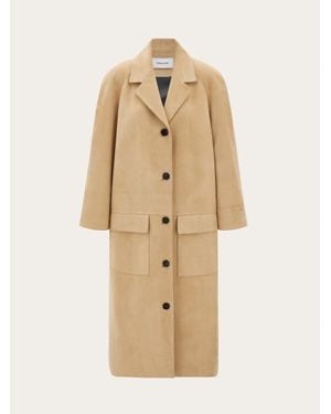 Ferragamo Femmes Manteau À Simple Boutonnage En Suède - Neutre
