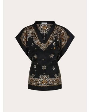 Ferragamo Arabesque Print Poncho - Black