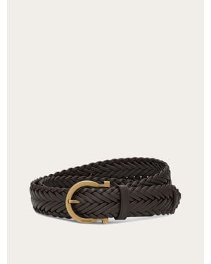 Ferragamo Gancini Braided Belt - Black