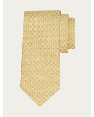 Ferragamo Gancini Square Print Silk Tie - Yellow