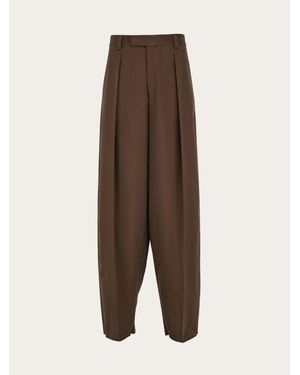 Ferragamo Tailored Trouser With Inverted Pleats - Brown