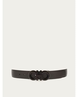 Ferragamo Reversible And Adjustable Gancini Belt - White