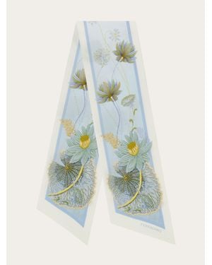 Ferragamo Water Lilies Print Silk Bandeau - Blue