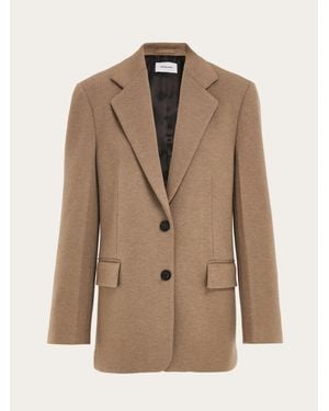 Ferragamo Single Breasted Jersey Blazer - Natural