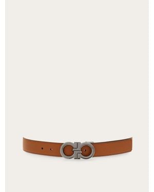 Ferragamo Reversible And Adjustable Gancini Belt - White