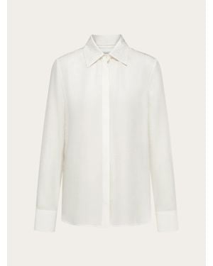 Ferragamo Monogram Print Silk Shirt - White