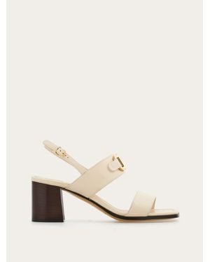 Ferragamo Sandal With Gancini Ornament - Natural