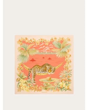 Ferragamo Jungle Print Silk Foulard - Orange
