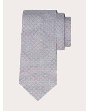 Ferragamo Link Print Silk Tie - Gray
