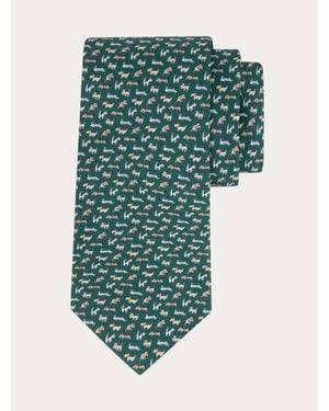 Ferragamo Herren Seidenkrawatte Mit Dogs-Print - Grün