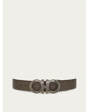 Ferragamo Reversible And Adjustable Gancini Belt - White
