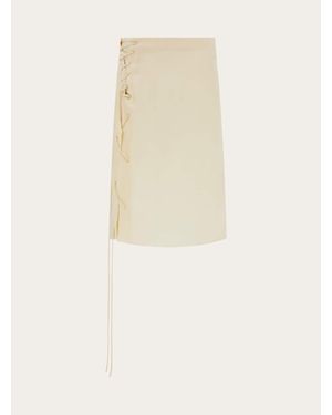 Ferragamo Satin Skirt With String Tie Detail - Natural