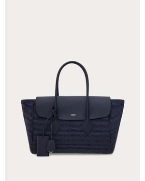 Ferragamo Herren East-West Totebag (L) - Blau