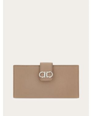 Ferragamo Double Gancini Continental Wallet - Natural