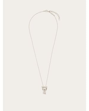 Ferragamo Gancini Pendant Necklace With Crystal Rings - Natural