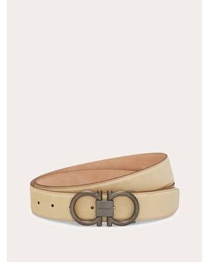 Ferragamo Adjustable Gancini Belt - Natural
