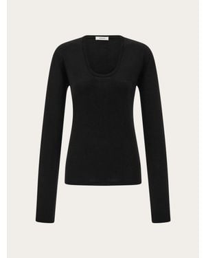 Ferragamo Lightweight Wool Top - Black