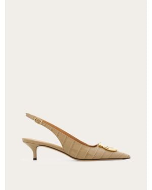 Ferragamo Maxi Gancini Slingback - Natural