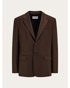 Ferragamo Single Breasted Flannel Blazer - Brown