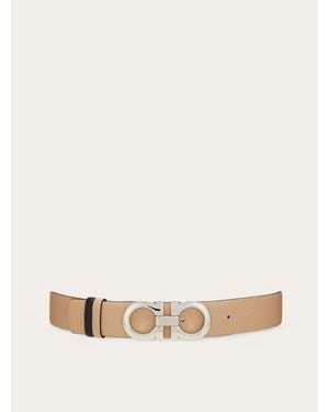Ferragamo Reversible And Adjustable Gancini Belt - Natural
