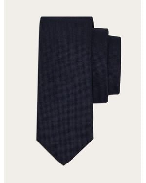 Ferragamo Cotton And Silk Piquet Tie - Blue
