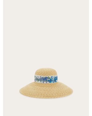Ferragamo Spring Print Straw Hat - Natural
