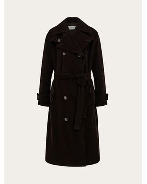 Ferragamo Femmes Trench En Velours Milleraies Brun - Noir