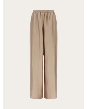 Ferragamo Silk Trouser - Natural