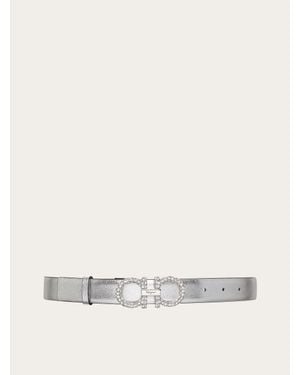 Ferragamo Adjustable Gancini Belt - Natural