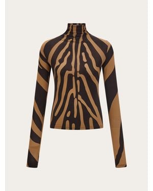 Ferragamo Stretch Jersey Turtleneck - Brown