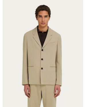 Ferragamo Single Breasted Blazer - Natural