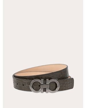 Ferragamo Adjustable Gancini Belt - Gray